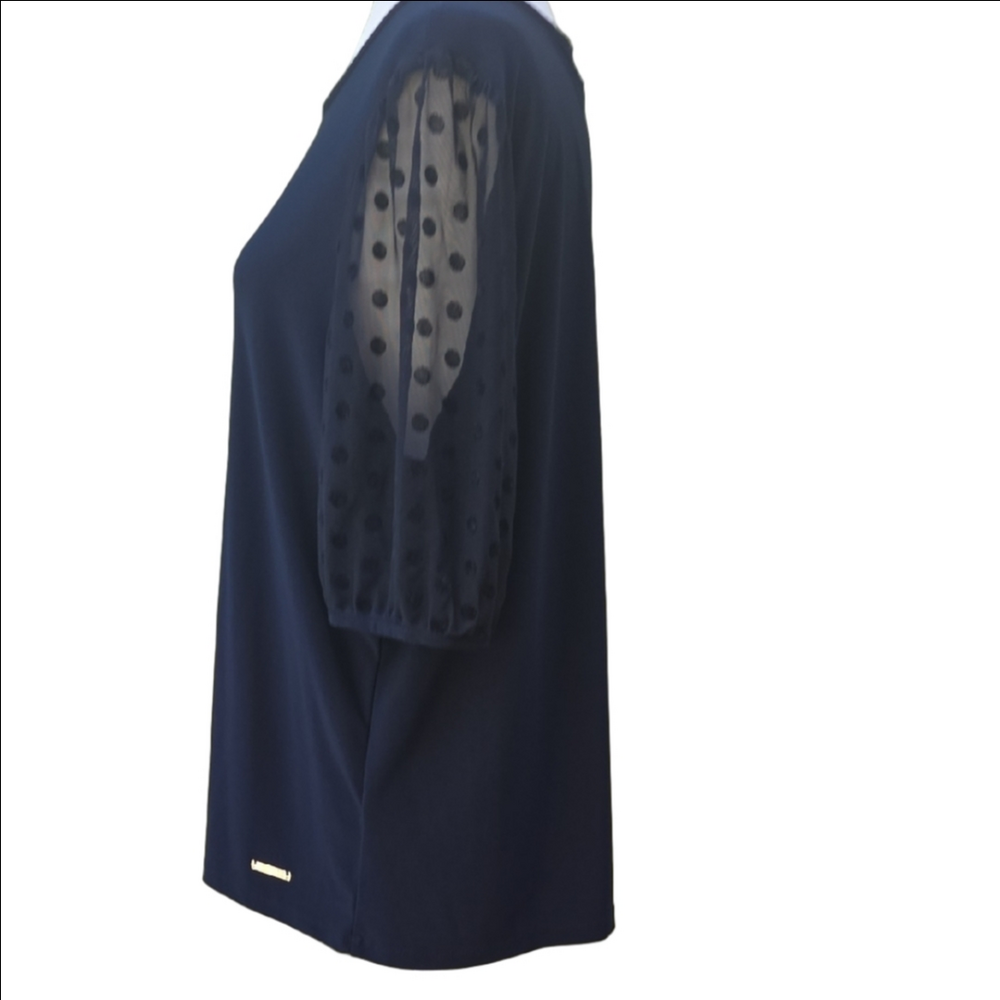 Anne Klein NAVY blue Boxy 3/4 Sleeve Top - Picture 5 of 7